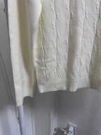 Koret Cream Cable-Knit Zip Mock Neck Sweater (S)