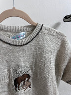 Chelsea Gardens Horse Embroidered Knit Top