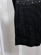 Black Lace Trim Rhinestone Tank Top