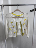Field of Dreams Chick Embroidered Tie-Front Cardigan