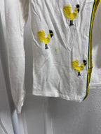 Field of Dreams Chick Embroidered Tie-Front Cardigan