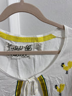 Field of Dreams Chick Embroidered Tie-Front Cardigan