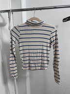 3 Girls Clothing Striped Ribbed Turtleneck Long Sleeve Top