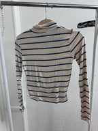 3 Girls Clothing Striped Ribbed Turtleneck Long Sleeve Top