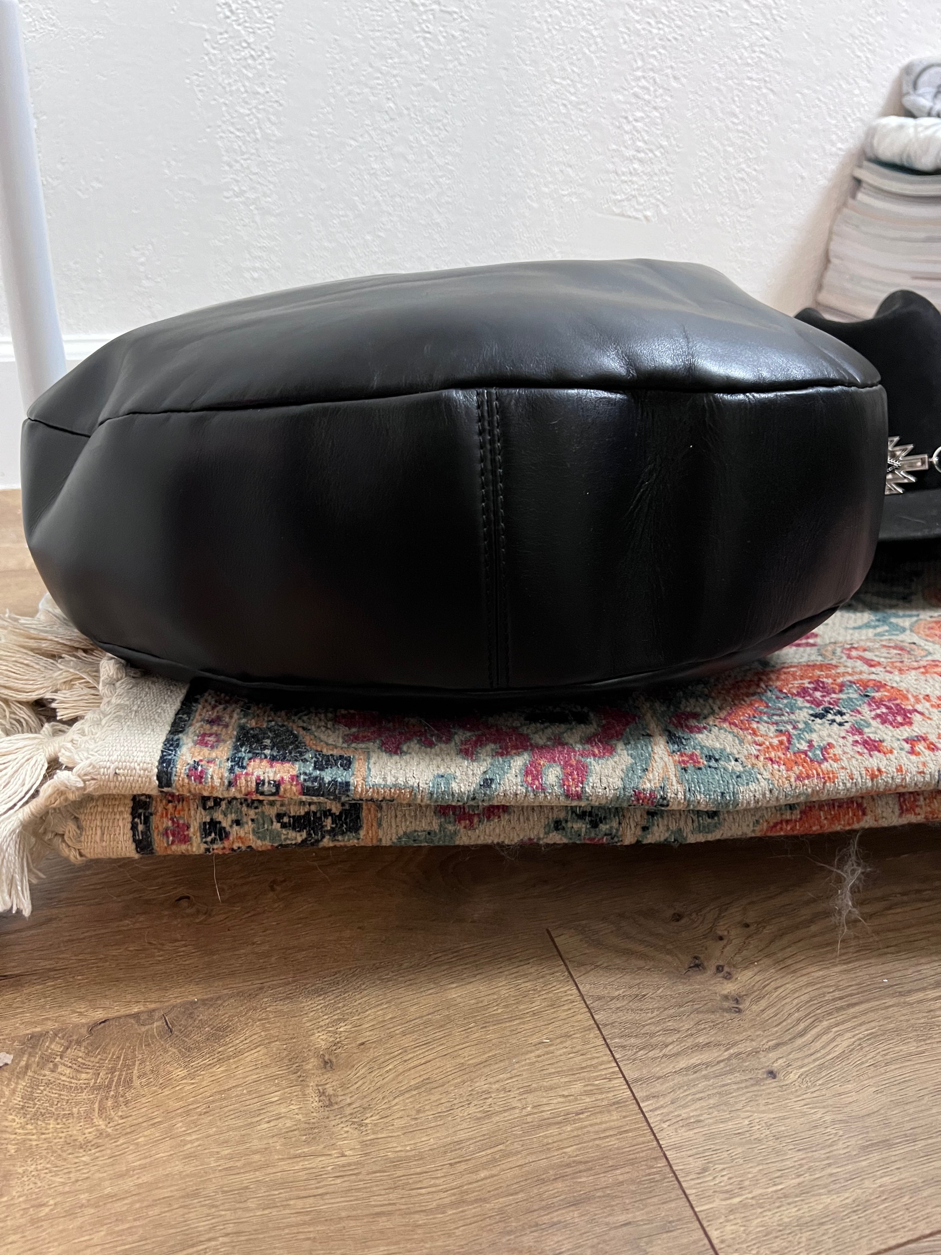 Amerai Italian Leather Ruched Shoulder Bag