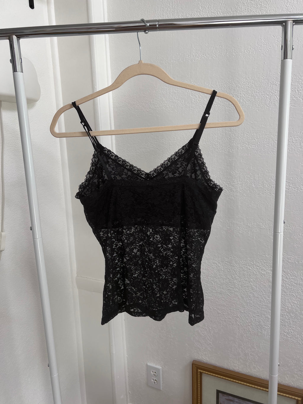 black lace camisole tank