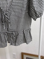 bw gingham tie-front babydoll blouse