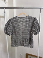 bw gingham tie-front babydoll blouse