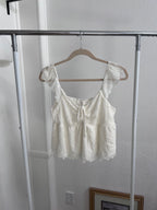embroidered cream tie tank