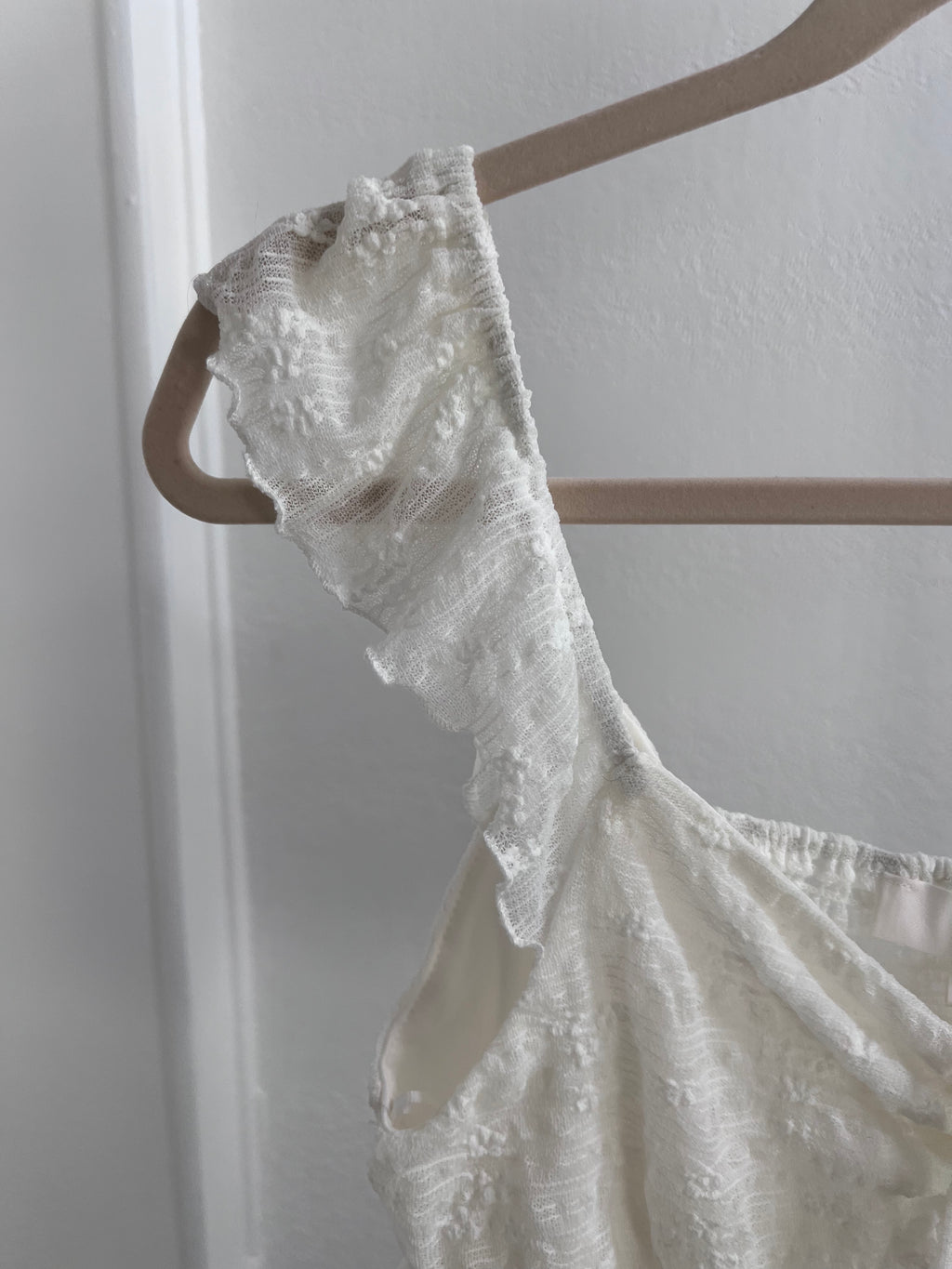 embroidered cream tie tank