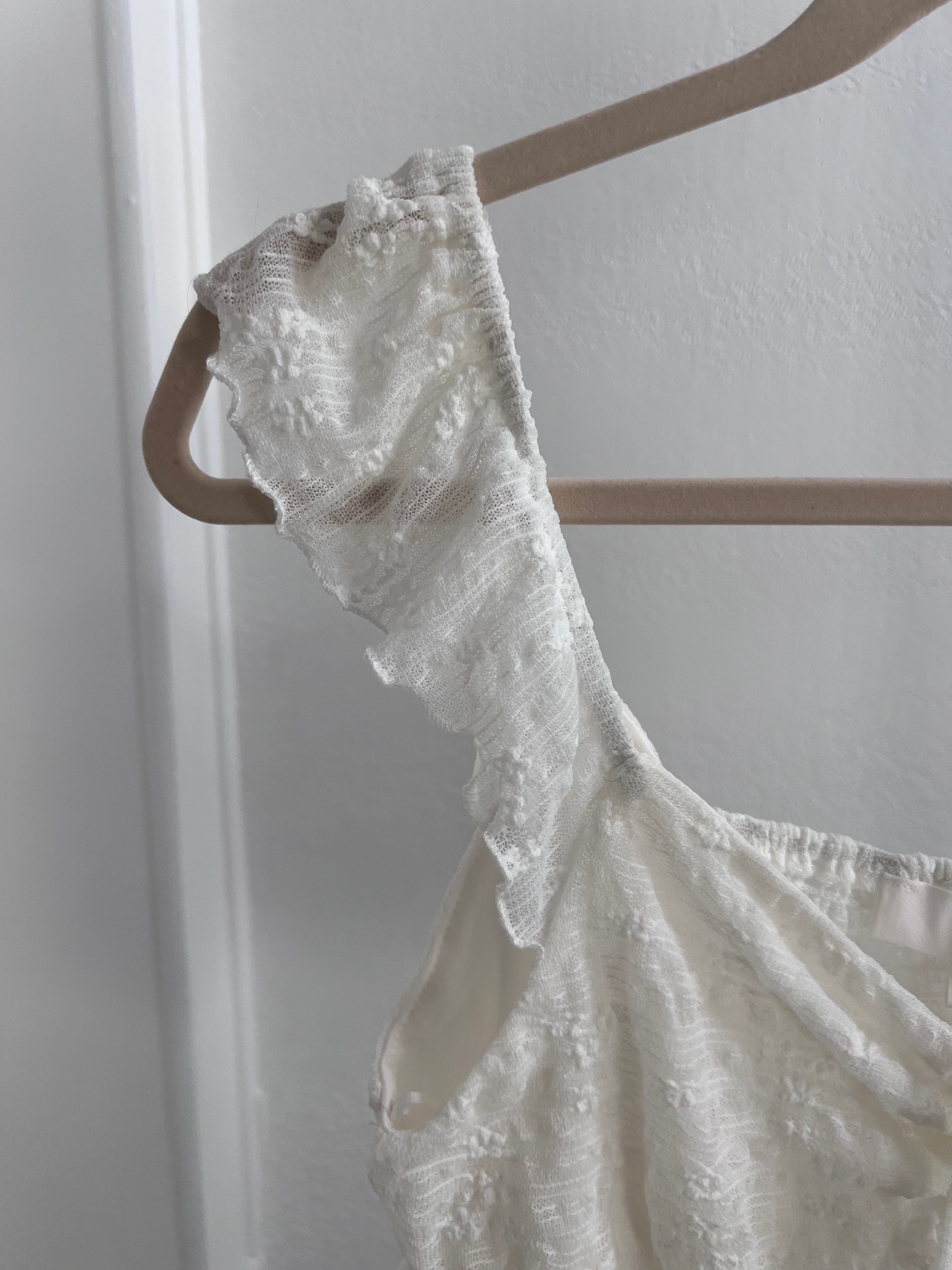 embroidered cream tie tank