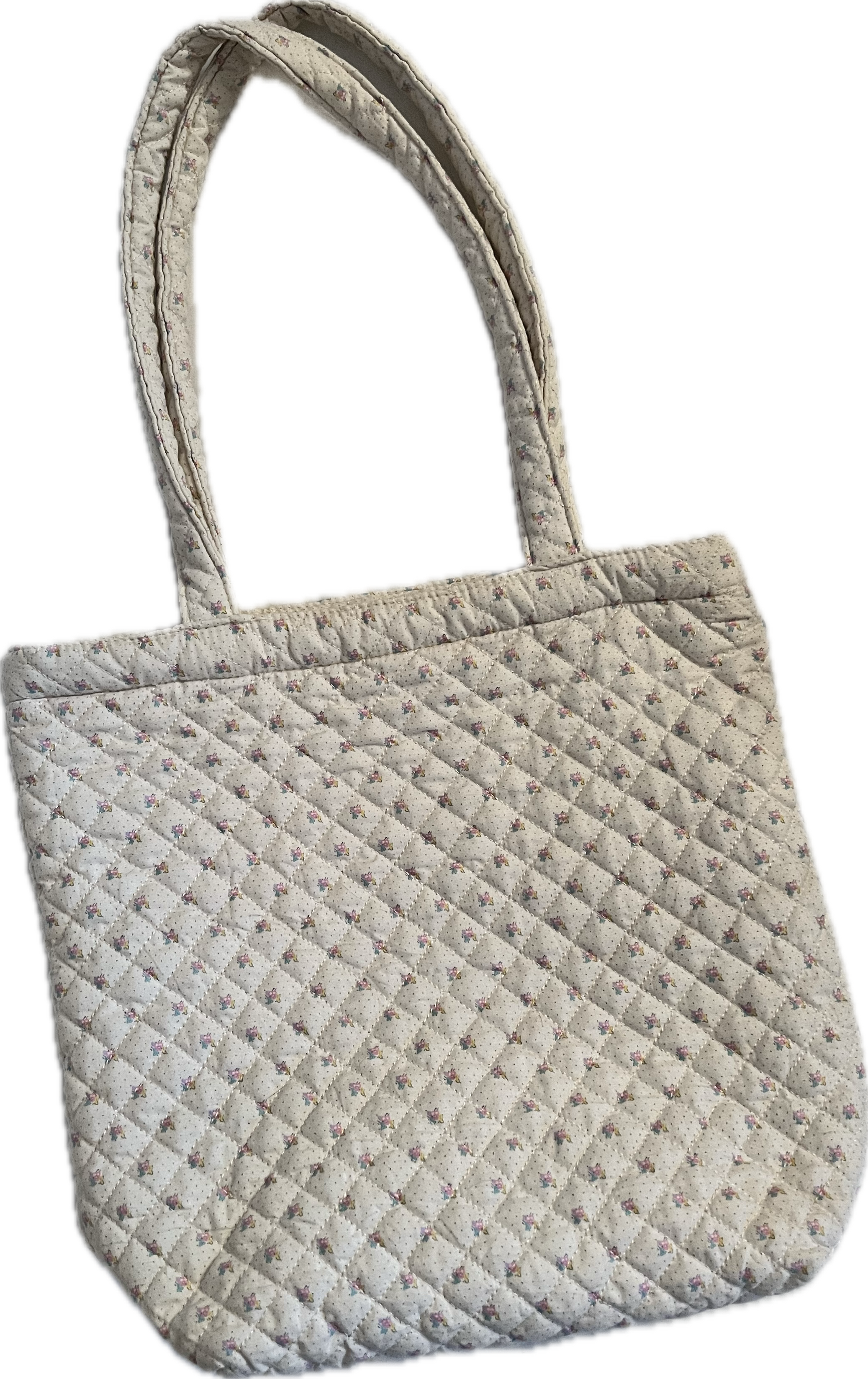 Quilted Ditsy Floral Zip Tote Bag