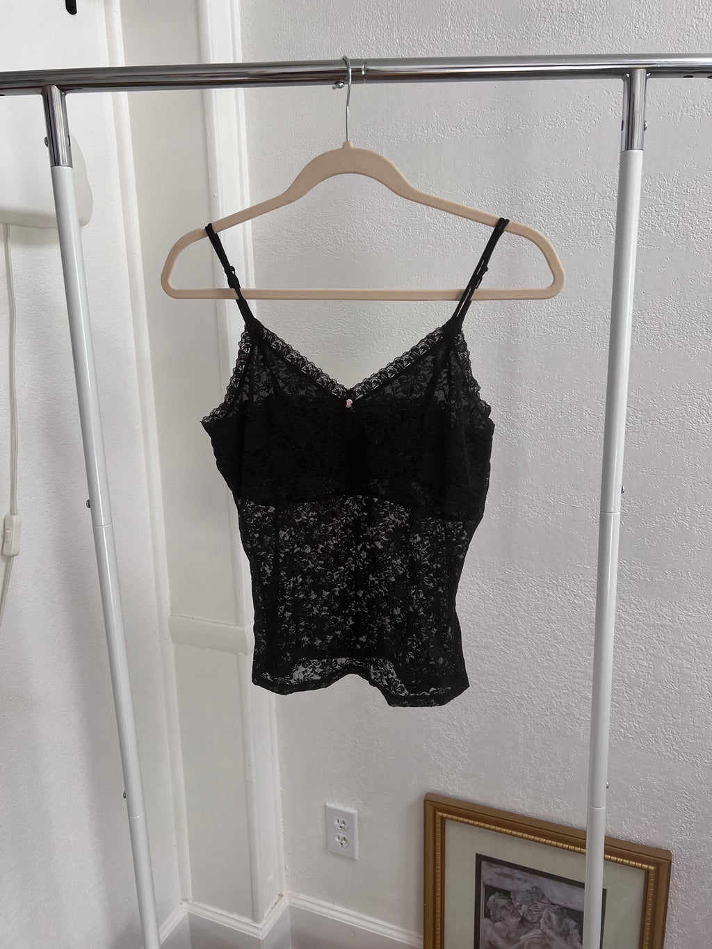 black lace camisole tank