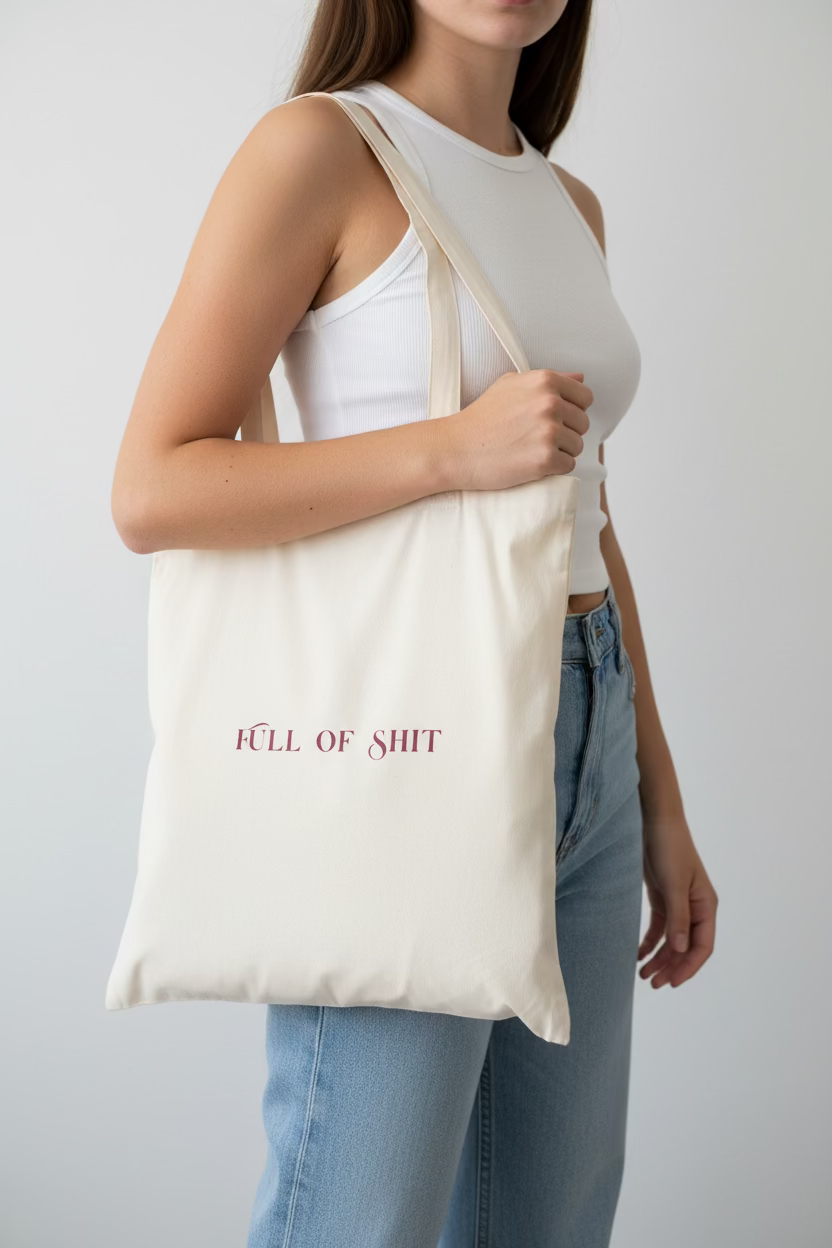 full of shit funny tote bag