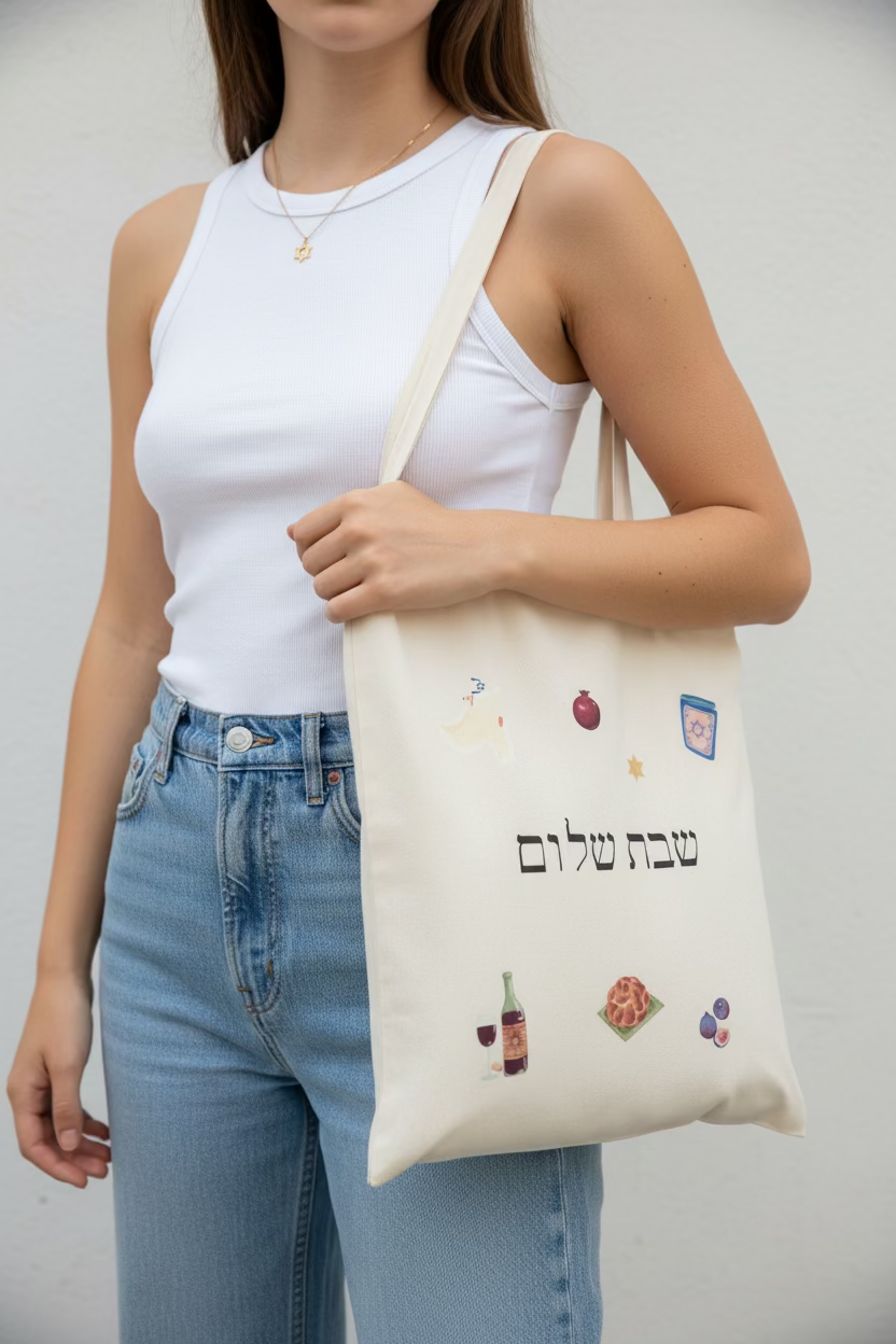 shabbat shalom tote bag
