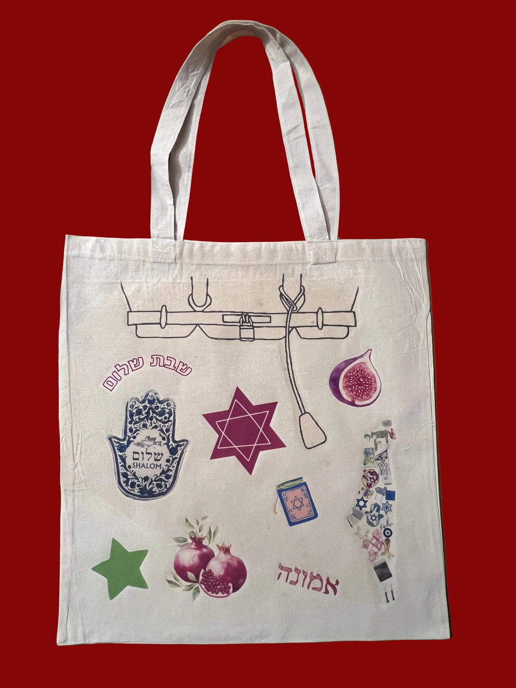 shalom charm tote bag