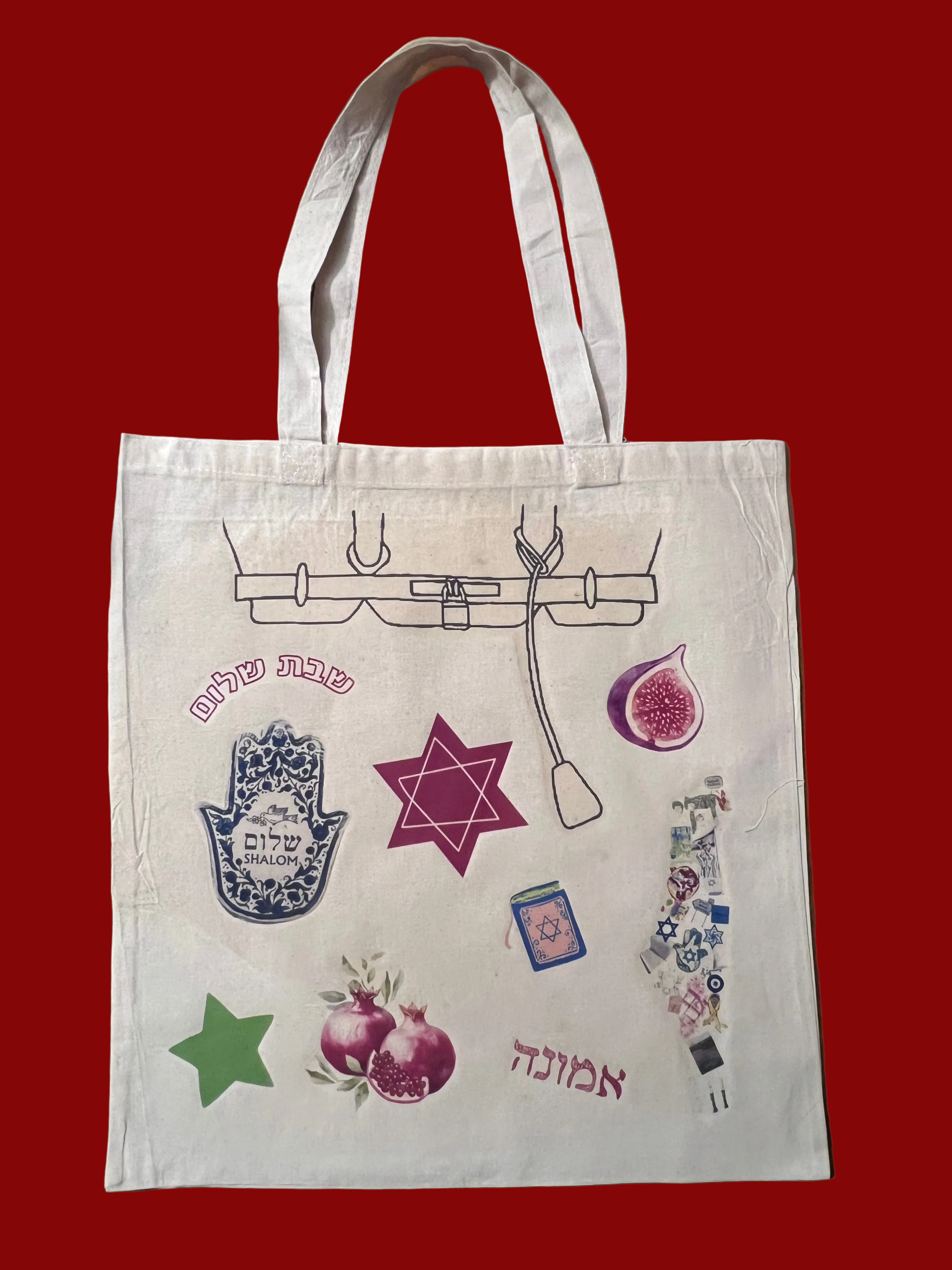 shalom charm tote bag